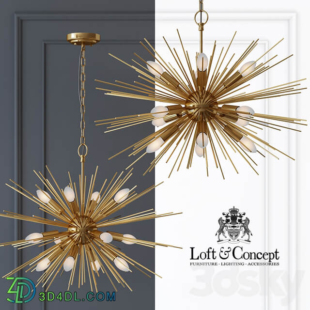 Chandelier Astra Chandelier Sputnik Brass 60 Pendant light 3D Models