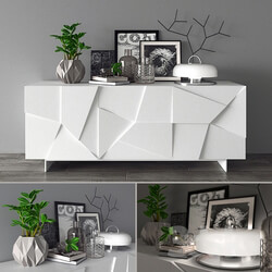 Sideboard Chest of drawer Decorative set with curbstone Concrete DALL 39 AGNESE 