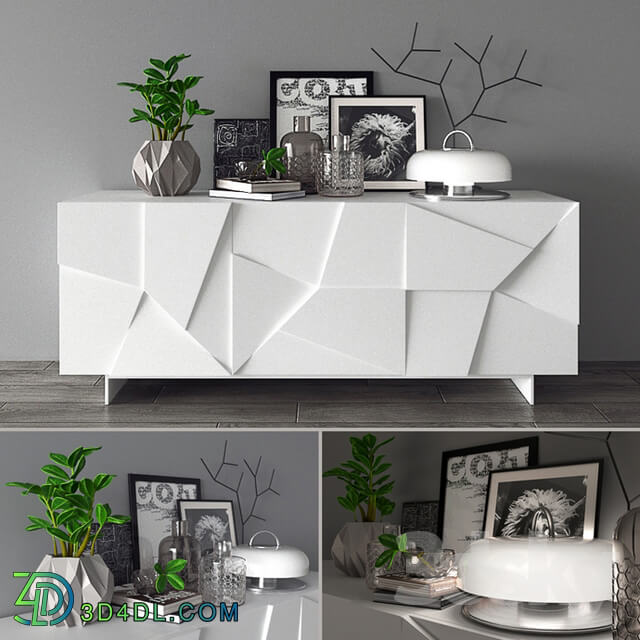 Sideboard Chest of drawer Decorative set with curbstone Concrete DALL 39 AGNESE