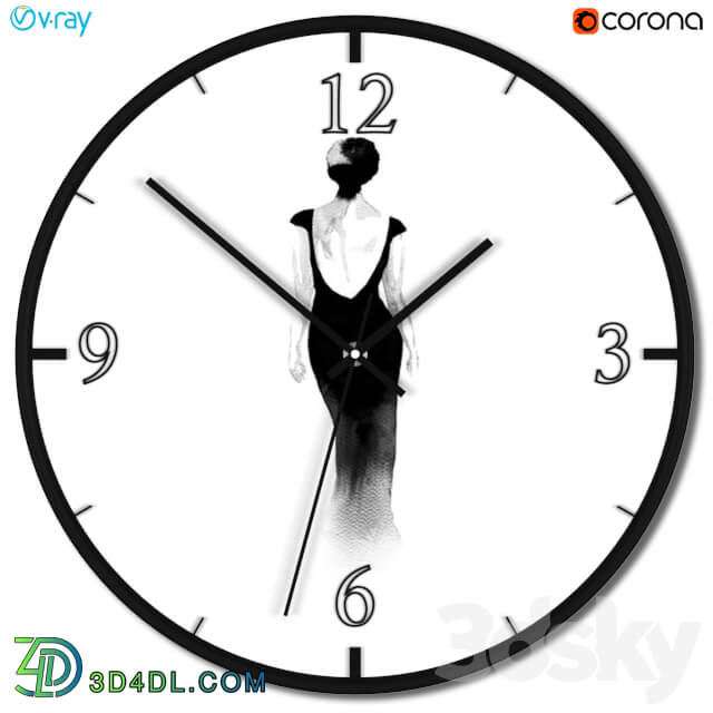 A set of wall clocks with fashion silhouettes Watches Clocks 3D Models