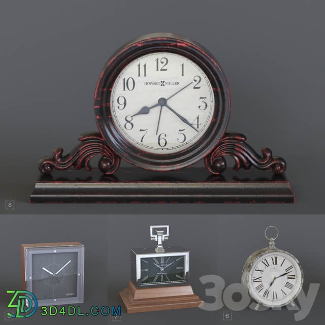 Table clock pack 02 Watches Clocks 3D Models