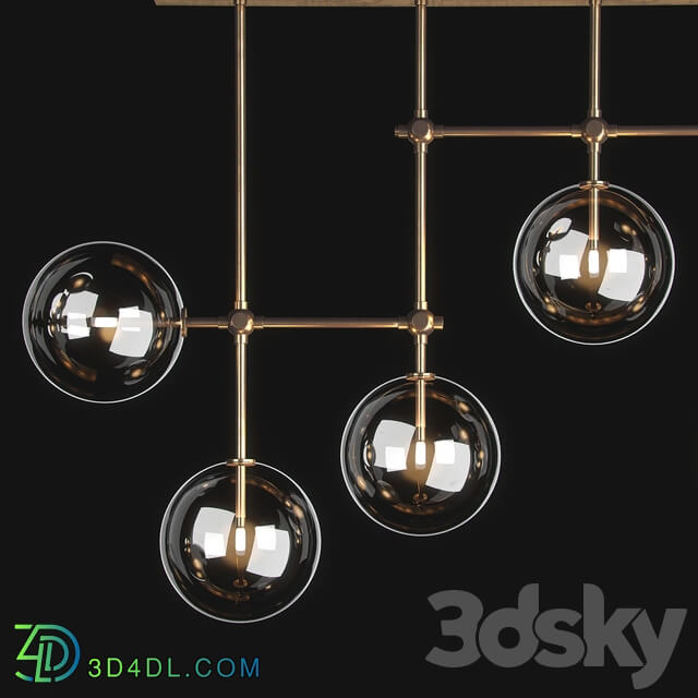 RESTORATION HARDWARE GLASS GLOBE LINEAR CHANDELIER 60 Pendant light 3D Models