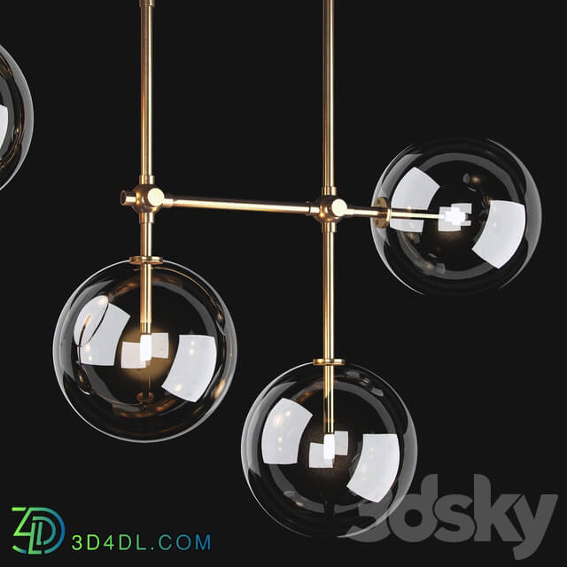 RESTORATION HARDWARE GLASS GLOBE LINEAR CHANDELIER 60 Pendant light 3D Models