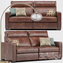 Henry Leather Recliner Sofa Overarching Ripple Floor Lamp 