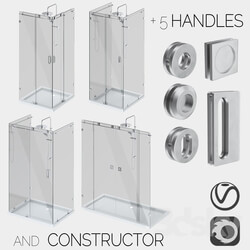 Sliding glass shower cabins designer and handle set 