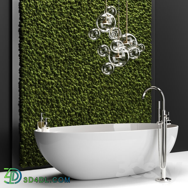 Bathroom set with moss