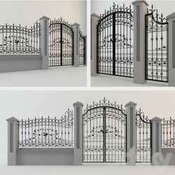 Wrought iron gate and fence 3D Models 