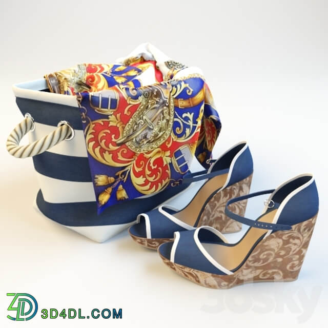 Bag and sandals Footwear 3D Models