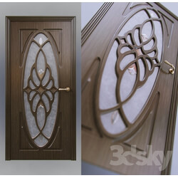 Classical door with stained glass 