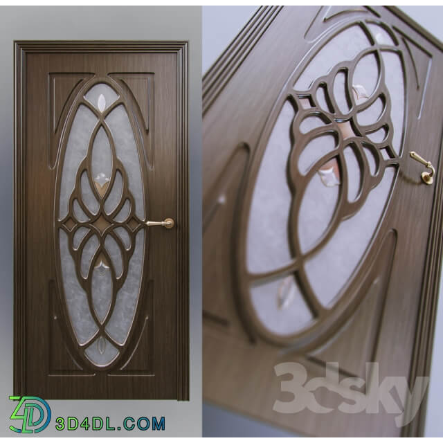 Classical door with stained glass