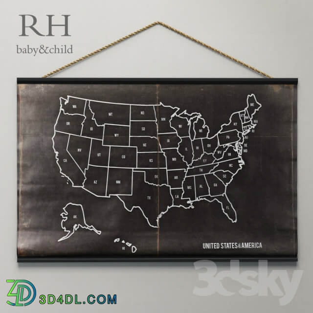Miscellaneous RH USA CHALKBOARD MAP