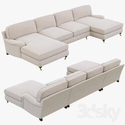 Restoration Hardware English Roll Arm Upholstered U Chaise Sectional 