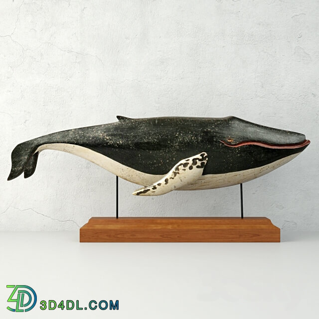 Other decorative objects Carved and Painted Wooden Humpback Whale