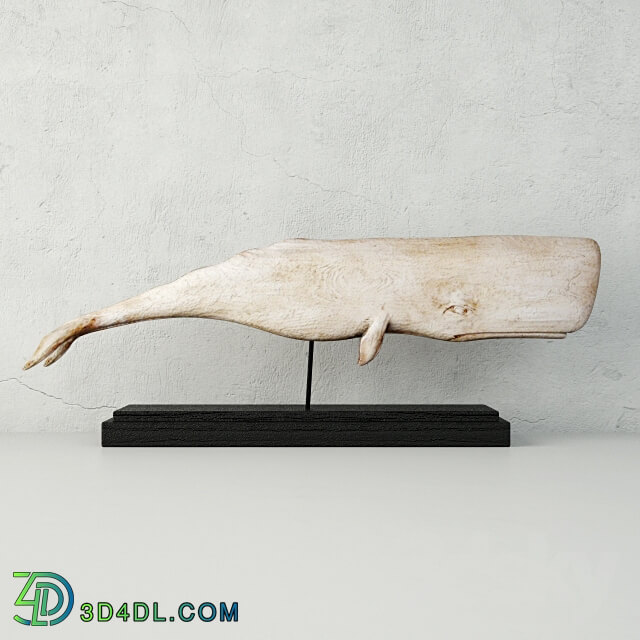 Other decorative objects Carved Wood White Sperm Whale Folk Art