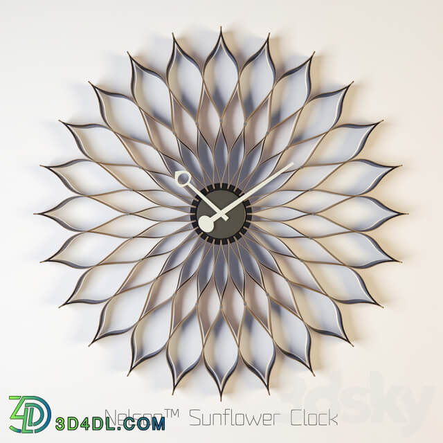 Nelson Sunflower Clock Watches Clocks 3D Models