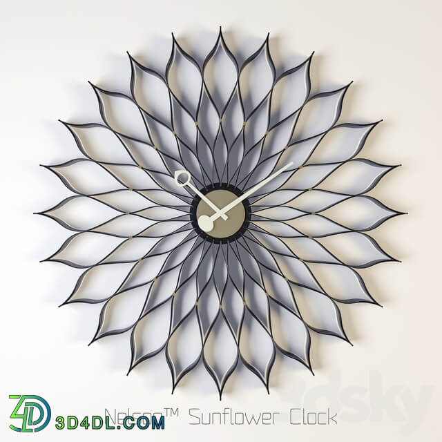 Nelson Sunflower Clock Watches Clocks 3D Models
