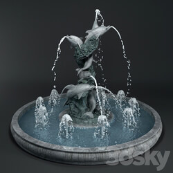 Fountain with dolphins Urban environment 3D Models 