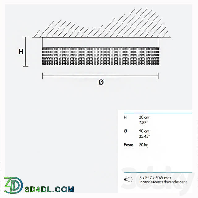 Masiero VE 897 PL8 Ceiling lamp 3D Models