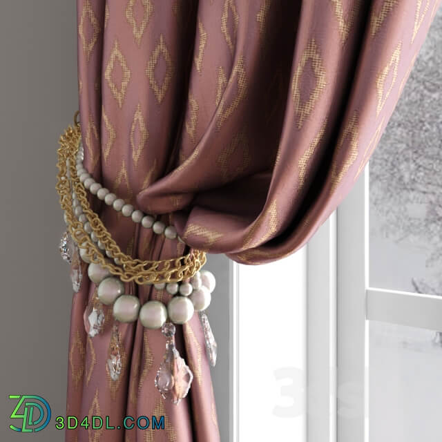 Satin curtains of beads with pickup