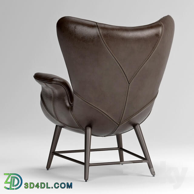 Volker Industrial Walnut Brown Leather Highback Living Room Chair