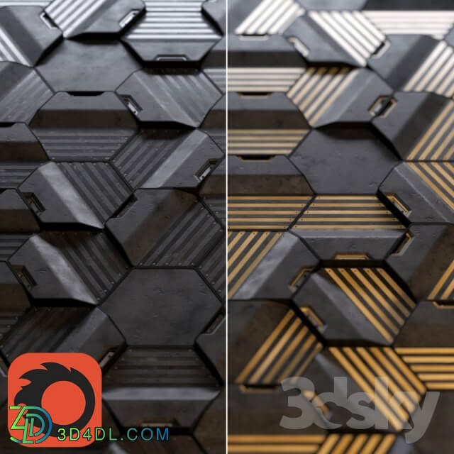 Other decorative objects Hexagonal wall panels made of wood and concrete
