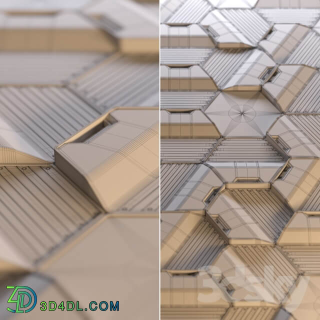 Other decorative objects Hexagonal wall panels made of wood and concrete