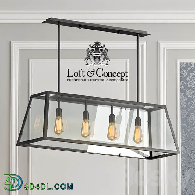 Chandelier Loft Industrial Filament Chandelier Big Pendant light 3D Models