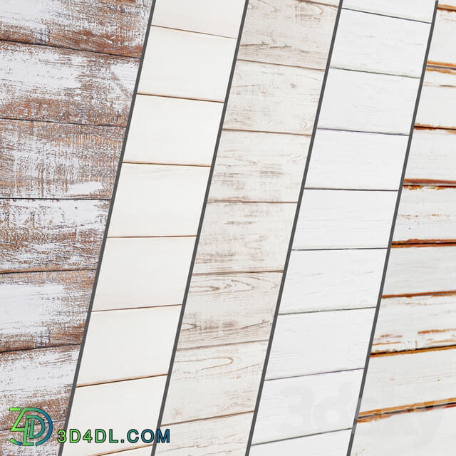 Collection of white panels made of wood 5 pcs. board panel wall decor wall decor plank panels wooden decor boards wooden wall panel slats 3D Models