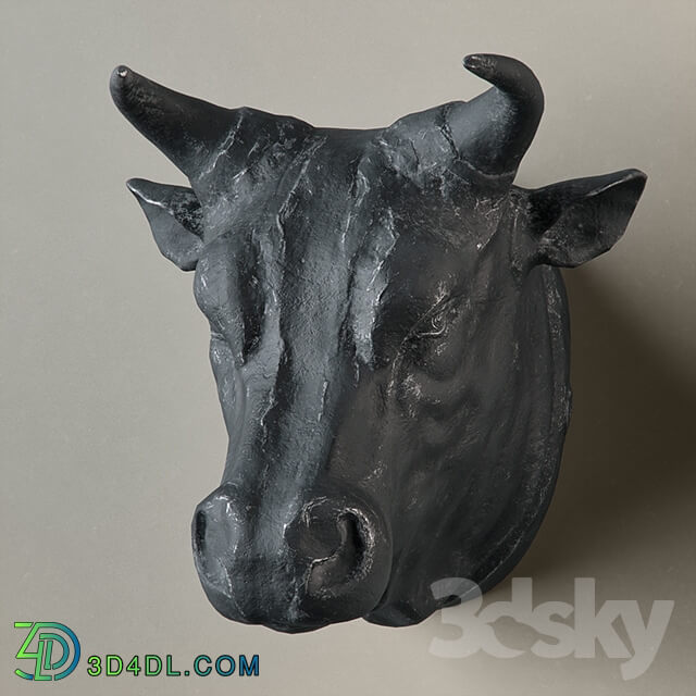 RH CIRCA 1900 CAST METAL BULL 39 S HEAD