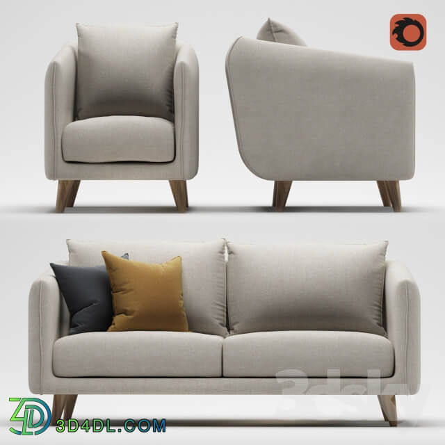 Divani Casa Dakota Modern Beige Fabric Sofa Set