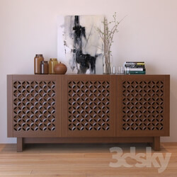 Sideboard Chest of drawer West Elm Carved Wood Media Console 