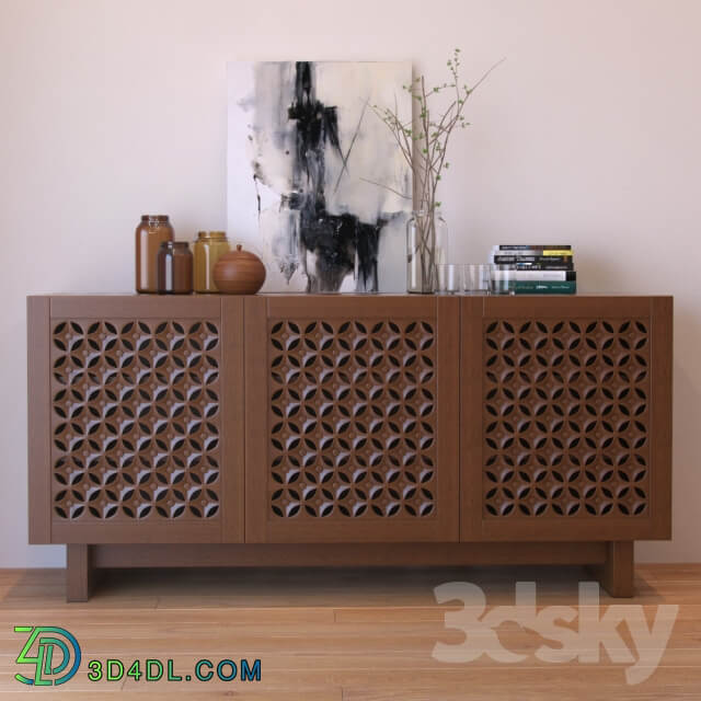 Sideboard Chest of drawer West Elm Carved Wood Media Console