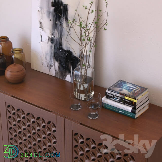 Sideboard Chest of drawer West Elm Carved Wood Media Console