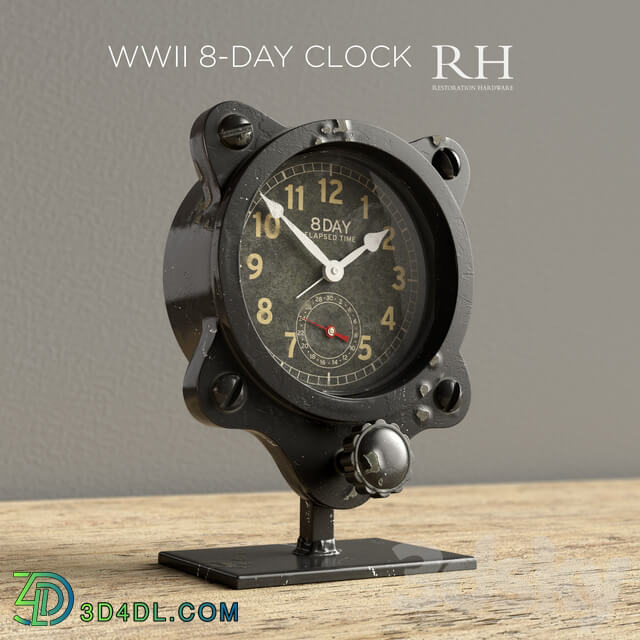 Restoration Hardware WWII 8 Day Clock Watches Clocks 3D Models