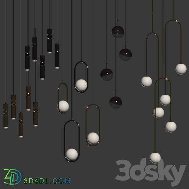 Four Hanging Light Set 01 Pendant light 3D Models