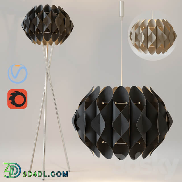 Chandelier and floor lamp AZZARDO RUBEN Pendant light 3D Models