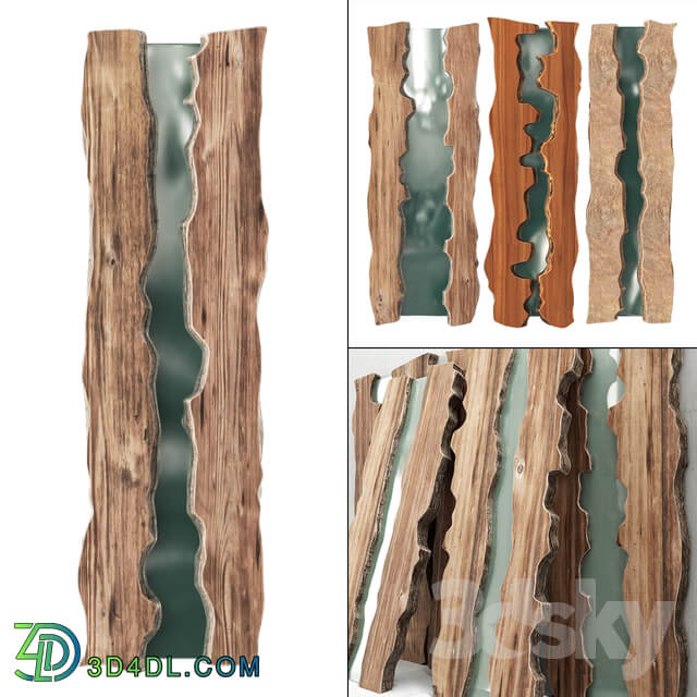 Other decorative objects Wooden slabs with glass