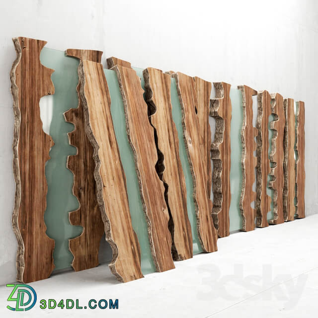 Other decorative objects Wooden slabs with glass