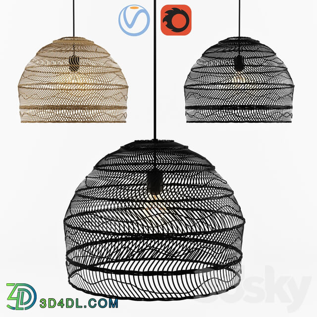 Wicker Hanging Lamp HK living Pendant light 3D Models