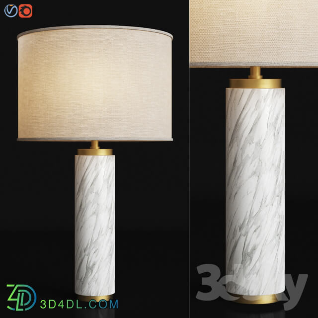 Cylindrical Column Marble Table Lamp