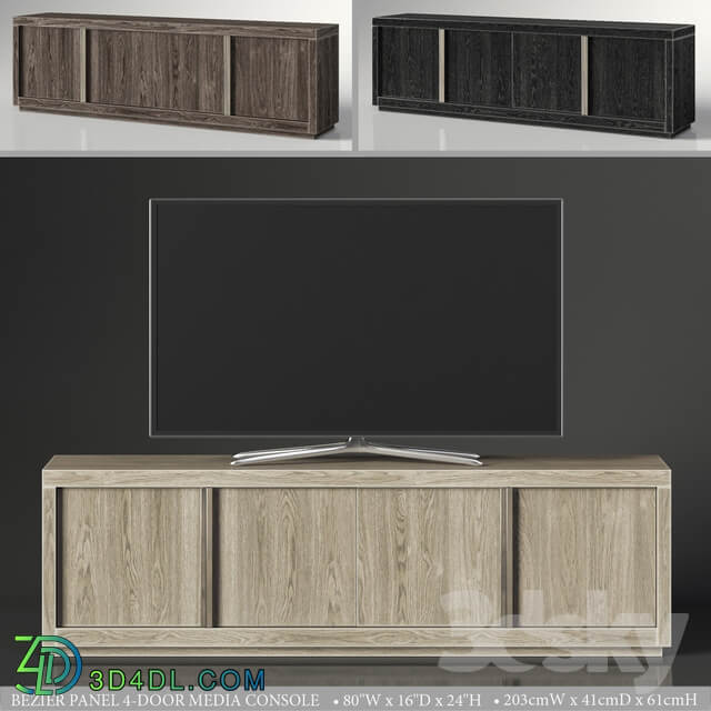 Sideboard Chest of drawer BEZIER PANEL 4 DOOR MEDIA CONSOLE