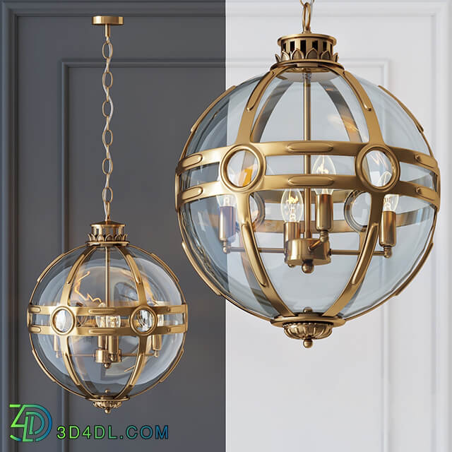 Chandelier Eichholtz Lantern Hagerty Brass Pendant light 3D Models