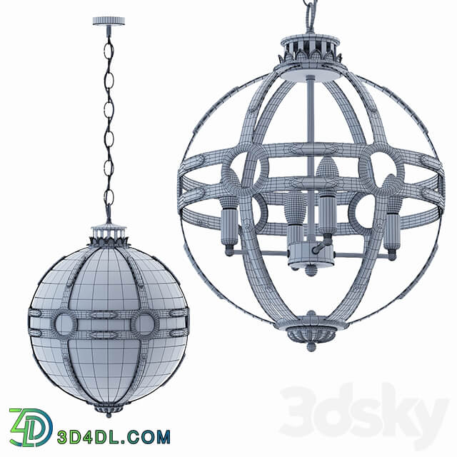 Chandelier Eichholtz Lantern Hagerty Brass Pendant light 3D Models