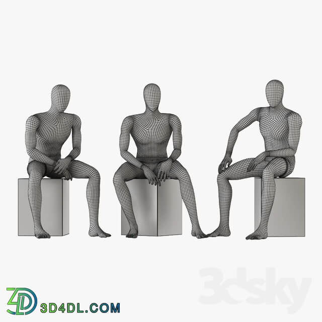Three seated faceless mannequins 13