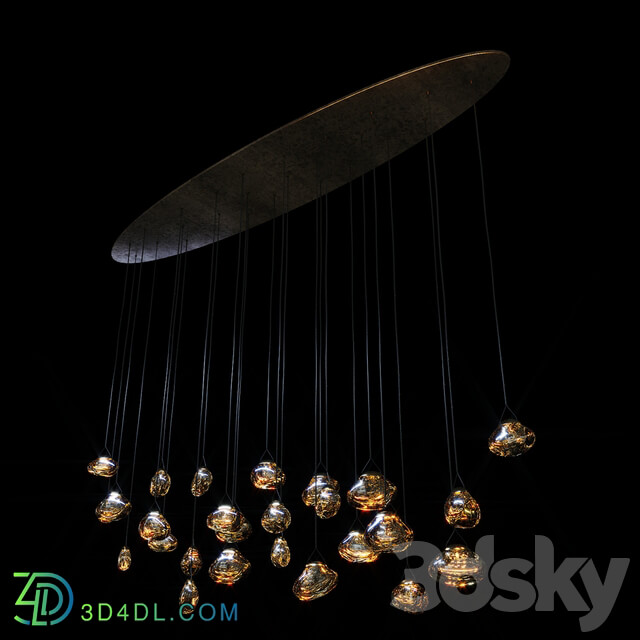 Ocher medusa bloom curve medusa bloom oval 26 drops Pendant light 3D Models