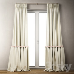 Сotton draped curtains with ruffles Curly curtains with ruffles 