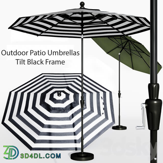 Outdoor Patio Umbrellas Tilt Black Frame Other 3D Models
