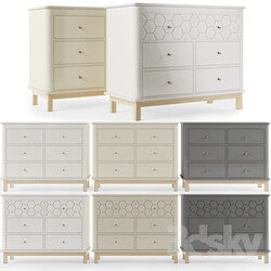 Sideboard Chest of drawer Еllipse classic Classic chest 6 drawers White milky gray with milling. 