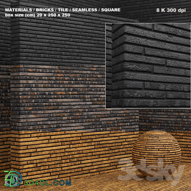 Stone Material seamless brick tile set 2