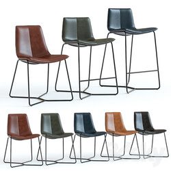 West Elm Slope Leather Chairs 